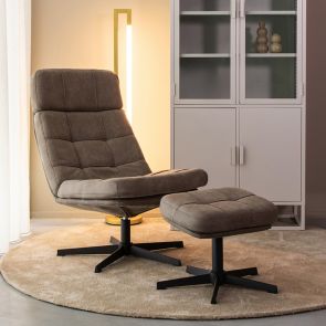 Swivel Chair Alvar + Footstool 53x57x83 cm