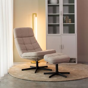 Swivel Chair Alvar + Footstool 53x57x83 cm