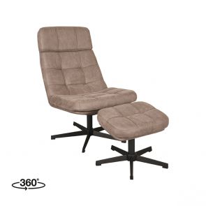 Swivel Chair Alvar + Footstool 53x57x83 cm